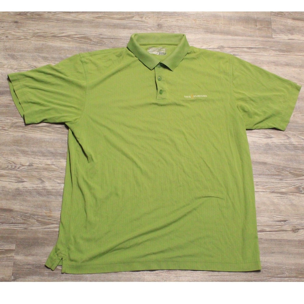 Cutter & Buck Mens XL DryTec Polo Shirt Lime Green The Players Golf Logo